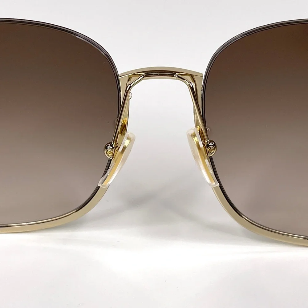 CHLOE CH0070SK Semi Rimless Square Sunglasses NEW Gold Frame Brown Lens